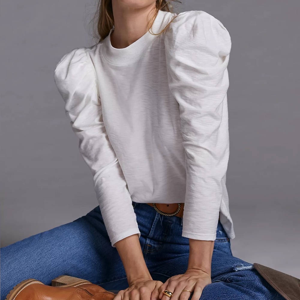 Nation LTD White Puff Sleeve Top